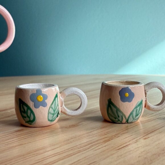 Vintage Miniature Tea Set Garden Pink Floral Bee Midwest Imports of Canon Falls - Picture 9 of 16